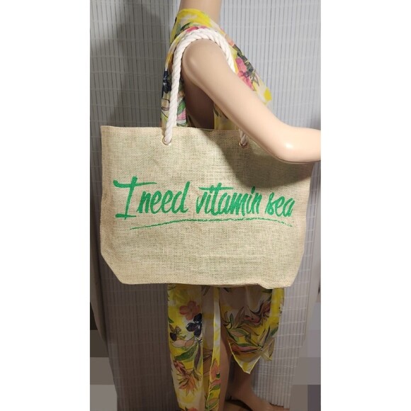 Pier 27 Tote Bag Large Beach bag Logo "I Need Vitamin Sea" Shoulder bag - Picture 11 of 11